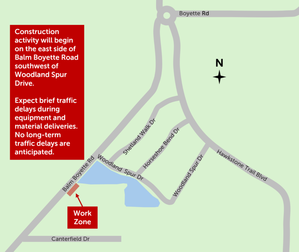 Work begins on the east side of Balm Boyette Road, southwest of Woodland Spur Drive